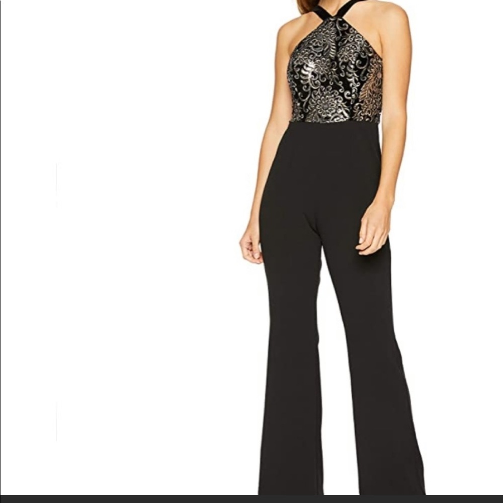 Adrianna Papell Halter Sequin Top Jumpsuit